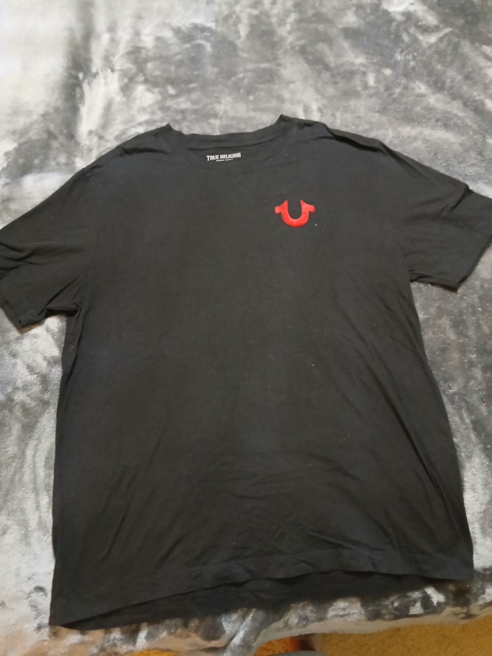 True Religion Men’s Black T-Shirt with Red Logo